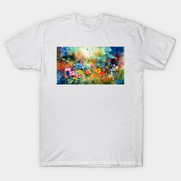 Watercolor Floral bloom Garden T-Shirt by redwitchart